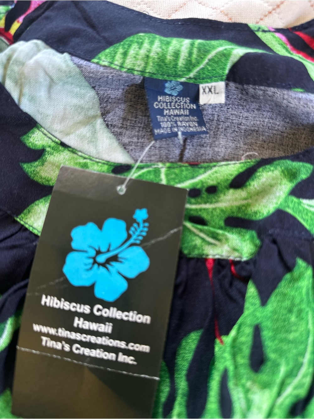 Hibiscus Collection Hawaiian Sundress in Black with Green & Red Leaf Print - Picture 4 of 4